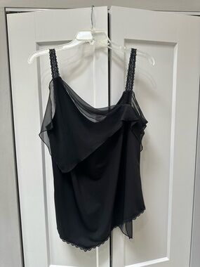 BCBGMaxAzria Black Chiffon Draped Cowl Camisole